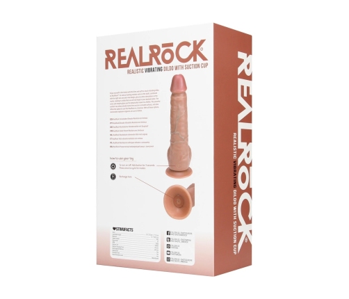 Vibrating Regular Straight Cock with Balls - 9 / 23 cm - Tan