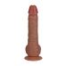 Vibrating Regular Straight Cock with Balls - 9 / 23 cm - Tan
