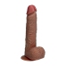 Vibrating Regular Straight Cock with Balls - 9 / 23 cm - Tan
