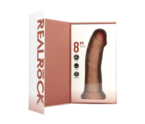 Vibrating and Rotating Regular Curved Cock - 8 / 20,5 cm - Tan