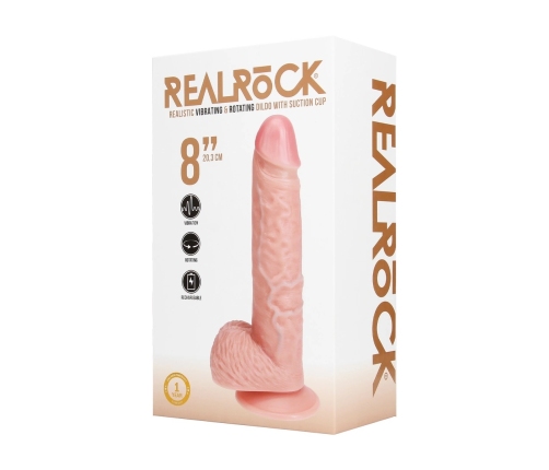 Vibrating and Rotating Straight Cock with Balls - 8 / 20,5 cm - Flesh