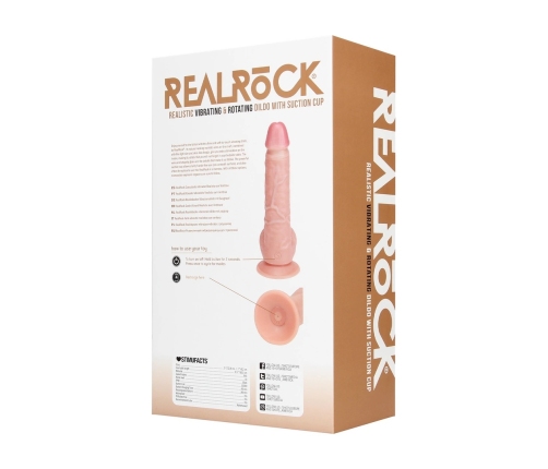 Vibrating and Rotating Straight Cock with Balls - 8 / 20,5 cm - Flesh