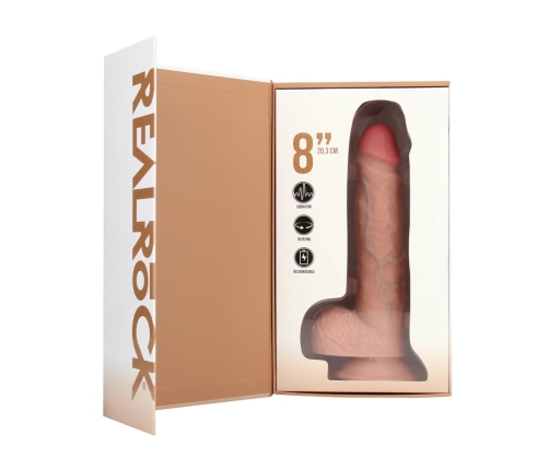 Vibrating and Rotating Straight Cock with Balls - 8 / 20,5 cm - Flesh