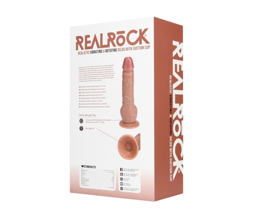 Vibrating and Rotating Straight Cock with Balls - 8 / 20,5 cm - Tan