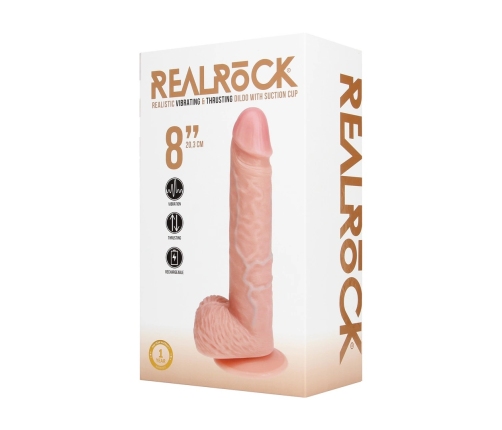 Vibrating and Thrusting Straight Cock with Balls - 8 / 20,5 cm - Flesh