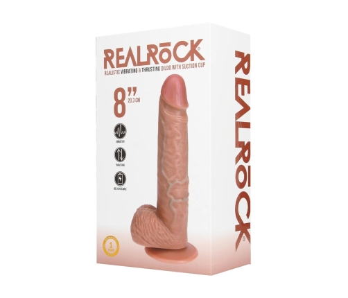 Vibrating and Thrusting Straight Cock with Balls - 8 / 20,5 cm - Tan