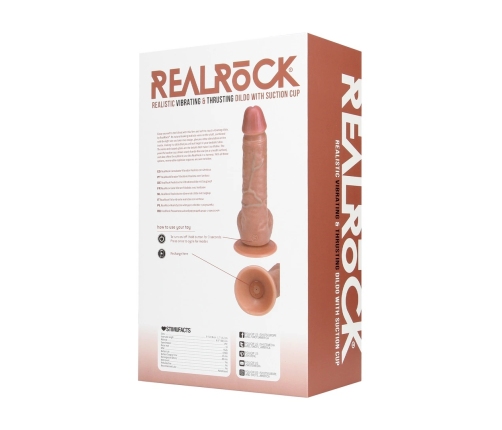Vibrating and Thrusting Straight Cock with Balls - 8 / 20,5 cm - Tan
