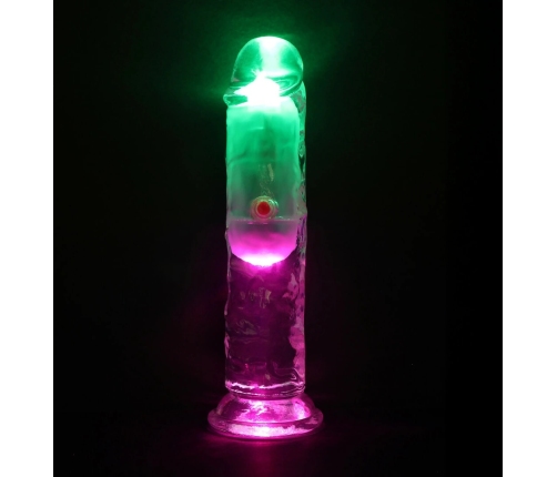 RealRock LED Vibrating Model 15 cm Transparent - Intimate Wellness Device