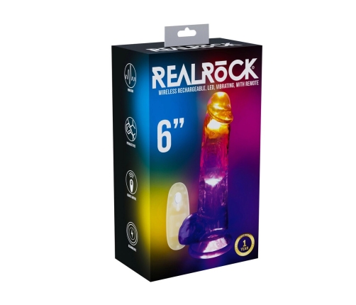 RealRock Vibrating LED Transparent Intimate Device 15 cm with Suction Base