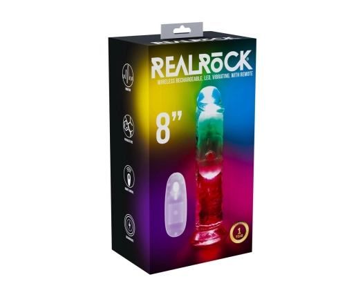 RealRock LED Vibrating Model 20 cm Transparent - Multi-Function Intimate Device