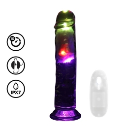 RealRock LED Vibrating Model 20 cm Transparent - Multi-Function Intimate Device