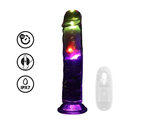 RealRock LED Vibrating Model 20 cm Transparent - Multi-Function Intimate Device