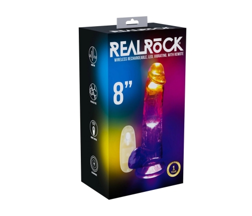 RealRock LED Vibrating Straight Model with Suction Base 20cm Transparent