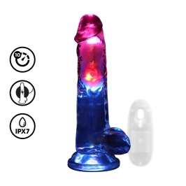 RealRock LED Vibrating Straight Model with Suction Base 20cm Transparent