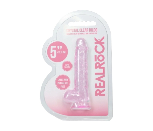 REALROCK Crystal Clear Model 5 Pink 12.7 cm - Suction Cup Base