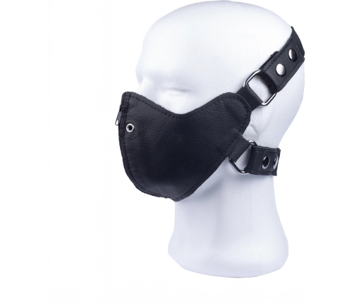 Red Leather Face Mask with Zip - Black, Adjustable Fit, Cowhide