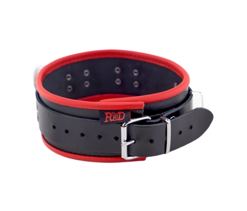 Red Leather Collar Model 3D Rings Adjustable Red/Black 46 cm