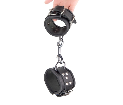 Red Leather Adjustable Leather Wrist Restraints Black 25 cm