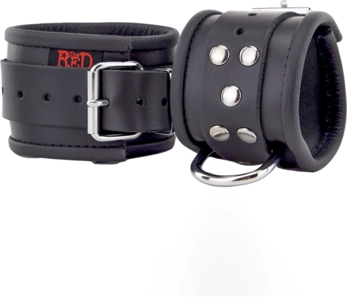 Red Leather Adjustable Leather Wrist Restraints Black 25 cm