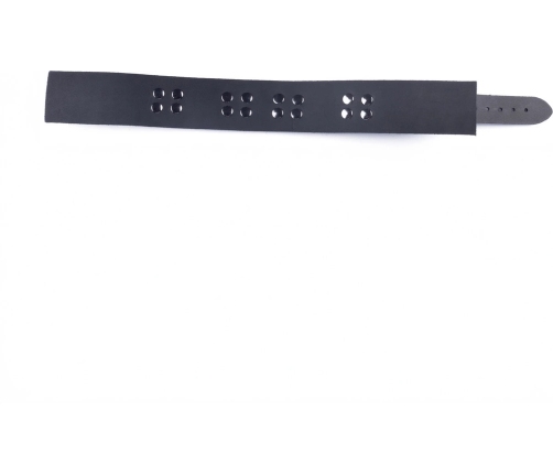 Red Leather Ultra Wide Leather Collar Black Adjustable 38-52 cm