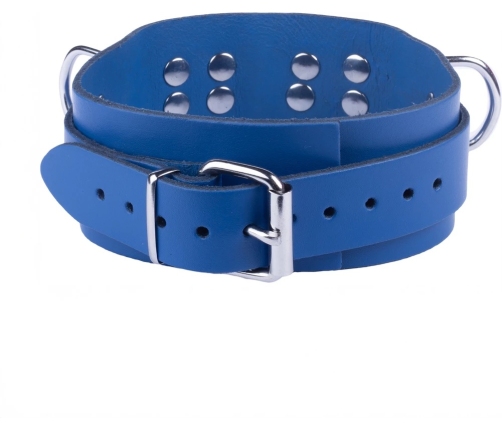 Red Leather Ultra Blue Adjustable Leather Collar 38-52 cm