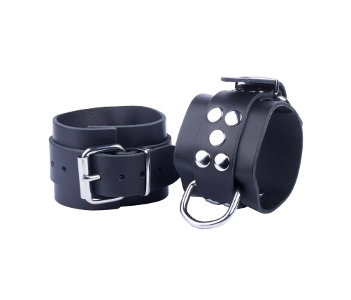 Red Leather Wrist & Ankle Restraints Black 6cm Adjustable