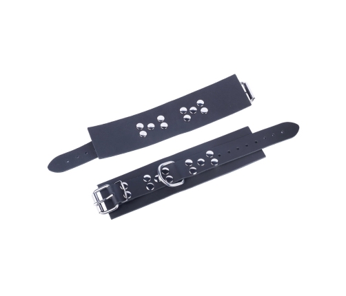 Red Leather Wrist & Ankle Restraints Black 6cm Adjustable