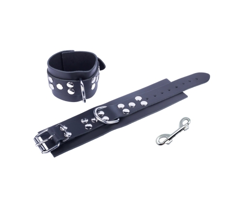 Red Leather Wrist & Ankle Restraints Black 6cm Adjustable