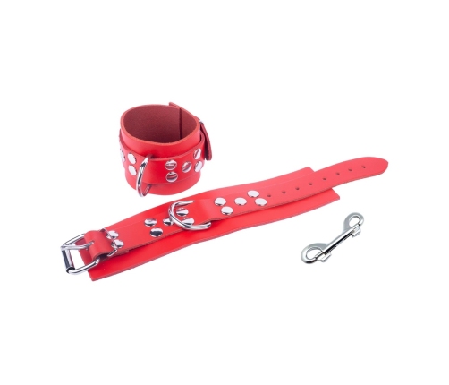 Red Leather Premium Leather Restraints Red - Adjustable 21-32cm, 6cm Wide