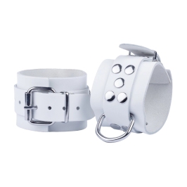 Ultra Leather White Restraints - Adjustable Cowhide, 6 cm Wide