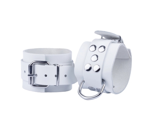 Ultra Leather White Restraints - Adjustable Cowhide, 6 cm Wide