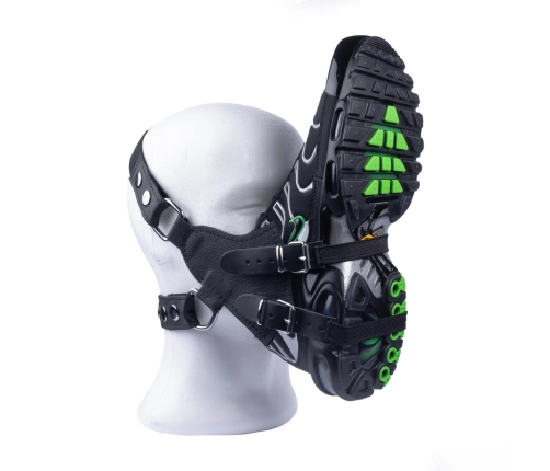 Red Leather Sniff My Sneaker Leather Mask Black - Adjustable Cowhide Model