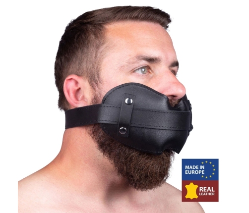 Red Leather Restraint Gag Black Adjustable Genuine Leather 56-73cm