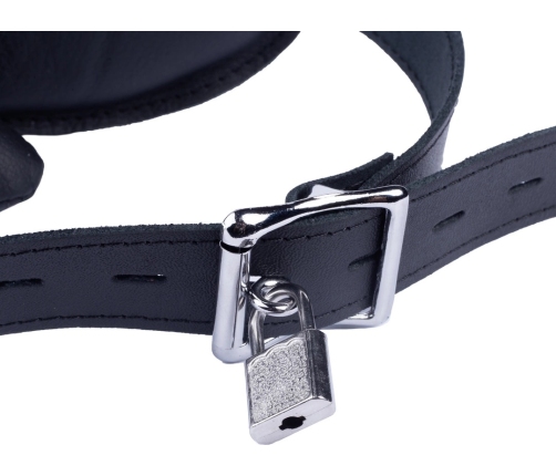 Red Leather Restraint Gag Black Adjustable Genuine Leather 56-73cm