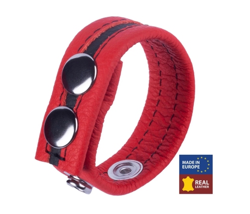 Red Leather Tippy Adjustable Leather Band Red - Vegetable-Tanned, 2.3 cm Wide