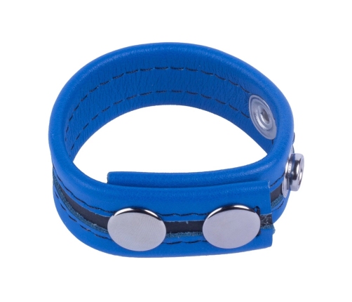 Red Leather Tippy Adjustable Leather Ring Blue - Vegetable-Tanned, 2.3 cm Wide