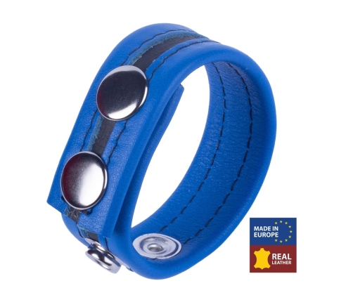 Red Leather Tippy Adjustable Leather Ring Blue - Vegetable-Tanned, 2.3 cm Wide