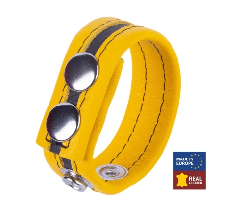 Red Leather Tippy Adjustable Leather Intimate Band Yellow 2.3 cm - Snap Fastening