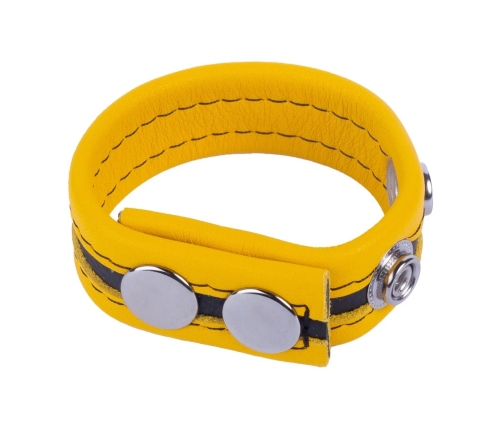 Red Leather Tippy Adjustable Leather Intimate Band Yellow 2.3 cm - Snap Fastening