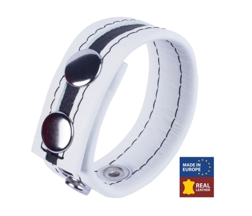 Red Leather Tippy Adjustable Leather Band White - Premium Cowhide, 2.3 cm, Snap System