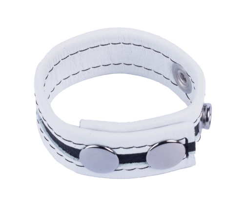 Red Leather Tippy Adjustable Leather Band White - Premium Cowhide, 2.3 cm, Snap System