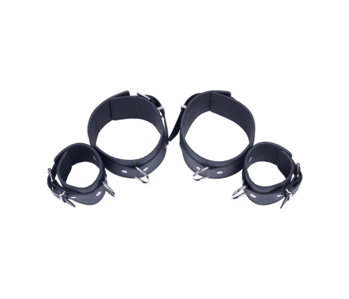 Red Leather Arm & Forearm Binding Restraints Black Adjustable Fit