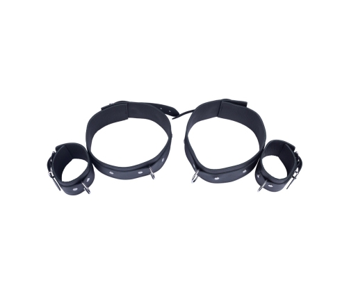Red Leather Thigh & Ankle Restraint System Black Adjustable