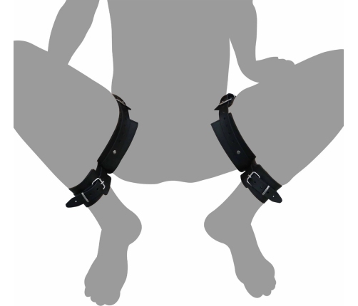 Red Leather Thigh & Ankle Restraint System Black Adjustable