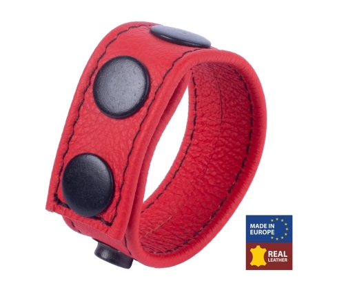 Cocky Adjustable Leather Ring Red - Custom Fit, Vegetable-Tanned, 2.5 cm