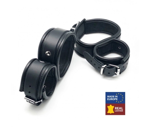 Red Leather Restraint Set - Black, Adjustable, Vegetable-Tanned