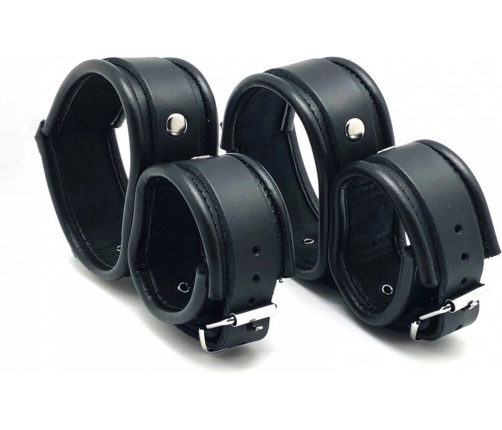 Red Leather Restraint Set - Black, Adjustable, Vegetable-Tanned