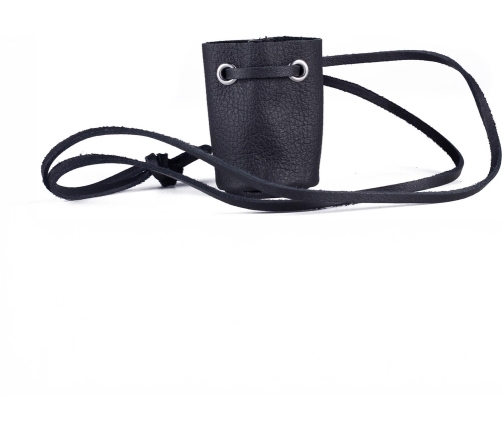 Red Leather Aroma Pouch Black - Compact Vegetable-Tanned Case 6.5cm