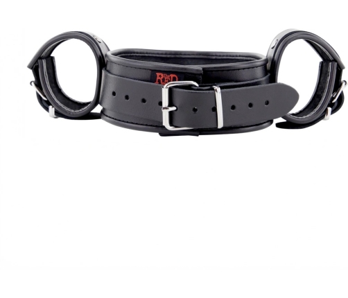 Red Leather Adjustable Neck and Hand Restraint System