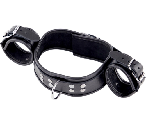 Red Leather Adjustable Neck and Hand Restraint System